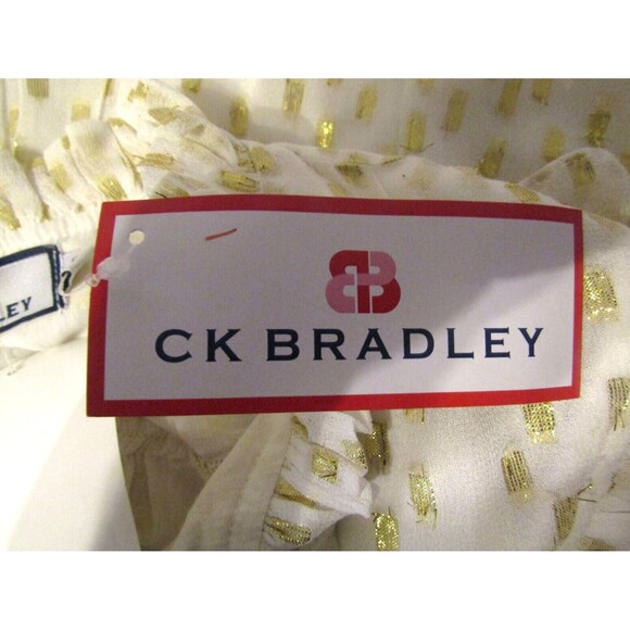 CK Bradley Silla Top NWT Off White Metallic Gold Accents Retail $168 Size S - Picture 9 of 10